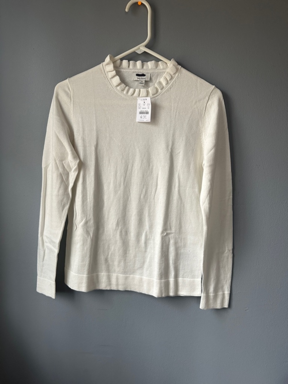 J Crew NWT Ruffled Neck‎ Sweater cream ivory women’s XS - Picture 3 of 11